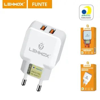 Fonte Carregador Dupla USB Turbo Lehmox LE-488